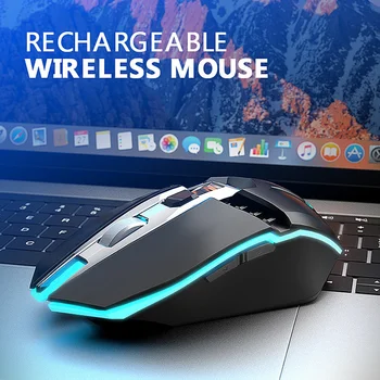 

Wireless Gaming Mouse Rechargeable LED Light Optical Mice for PC FKU66