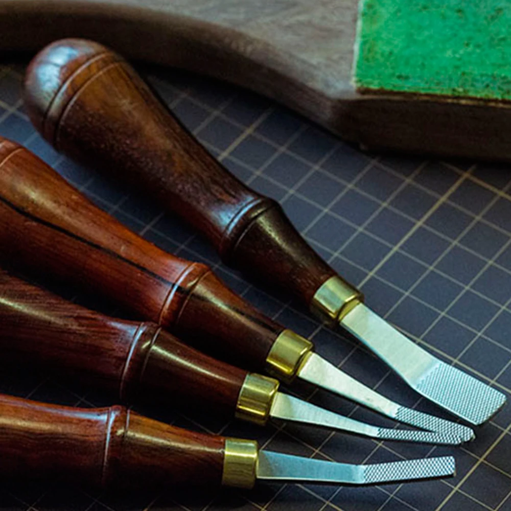Dalbergia Wood Handle Leather Edge Treatment Surface Polishing Rough File Knife 1 Piece 3/4/5/10mm Leather Craft DIY Tool MMHXQ leather craft tools leather craft tool leather craft tool kit leather tools