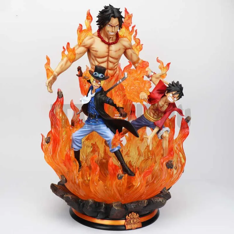 18 "Цельная статуя Сабо бюст Portgas D. Ace Monkey D. Luffy полноразмерный Портрет с светодиодный свет анимационная фигурка GK игрушка 48 см V373