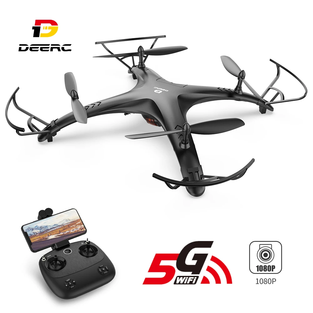  DEERC DE24 5G GPS RC Drone with Camera 1080p FHD 300M WIFi FPV 120° Wide Angle Tapfly GPS Follow Me