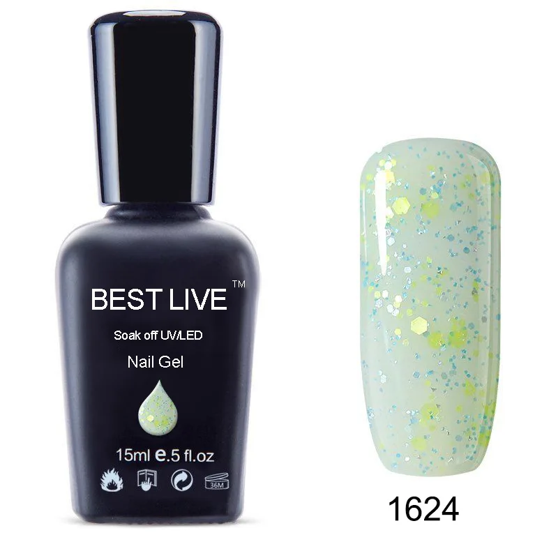 1624 BEST LIVE 15 мл УФ-гель для ногтей замачиваемый Светодиодный УФ-лак для ногтей УФ-гель для ногтей чистый цвет покрытие УФ-гель для ногтей Телесный и розовый#1546-40506 - Цвет: 1624