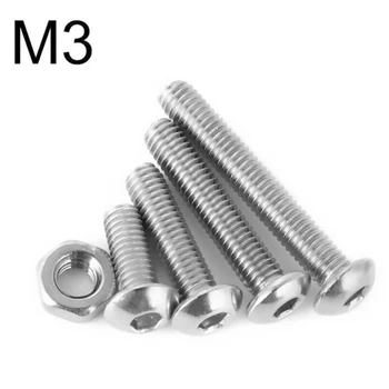 

500pcs/Set Screws 304 Stainless Steel M3 M4 M5 Hex Sockets Nuts Cap Button Heads