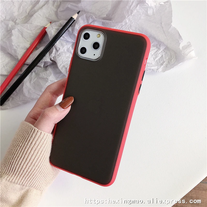 Парные противоударные простые Матовые чехлы для iphone 11 11Pro Max XR X XS Max 6 7 8 plus карамельный цвет Край чехол для телефона крышка Капа - Цвет: Небесно-голубой