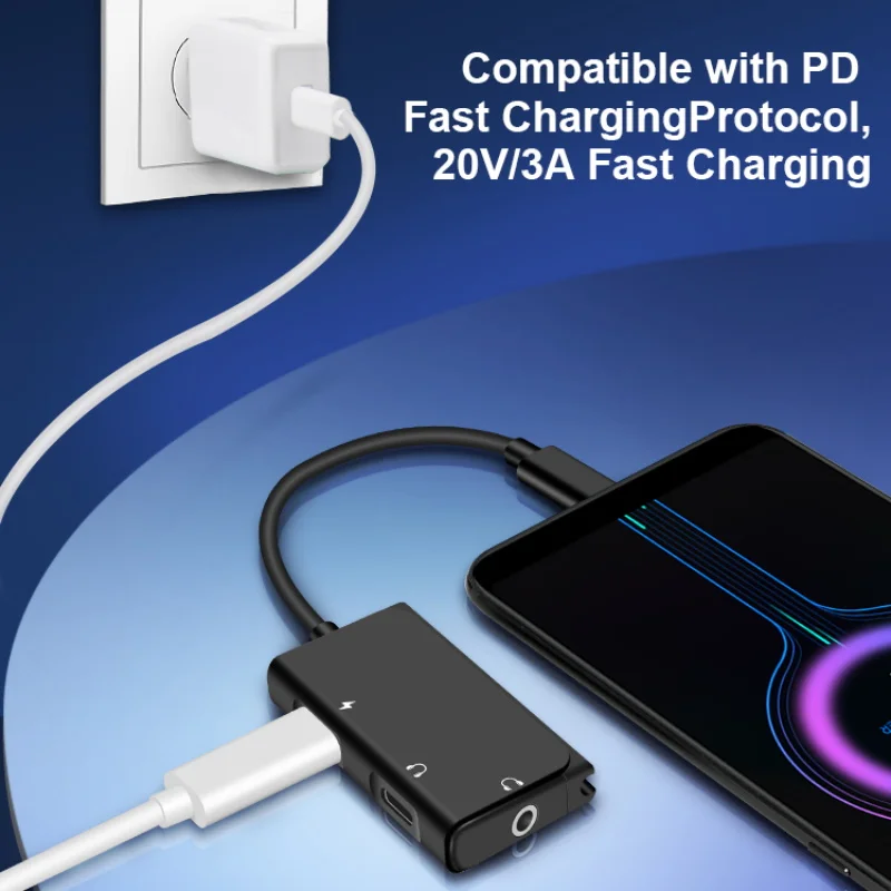 3 in 1 USB C to Type C to 3 5mm Headphone Jack 3 5mm Aux Audio Adapter cable For Huawei P30 pro Xiaomi Mi 9 8 Audio USB Adapter