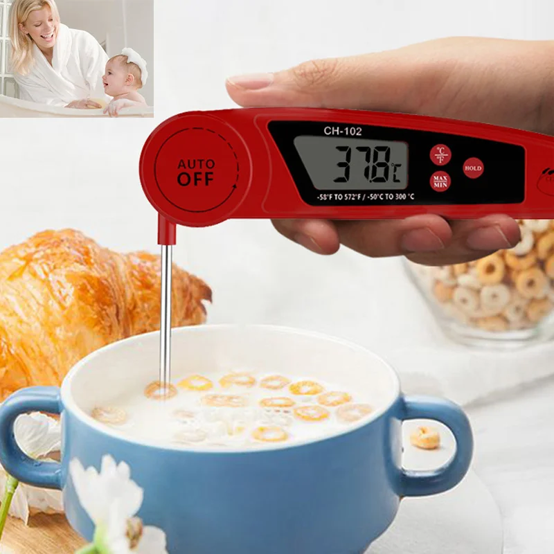 

Foldable Digital Kitchen Thermometer Oven Thermometer Kitchen Food Cooking Meat BBQ Probe Meat Water Milk Thermometer