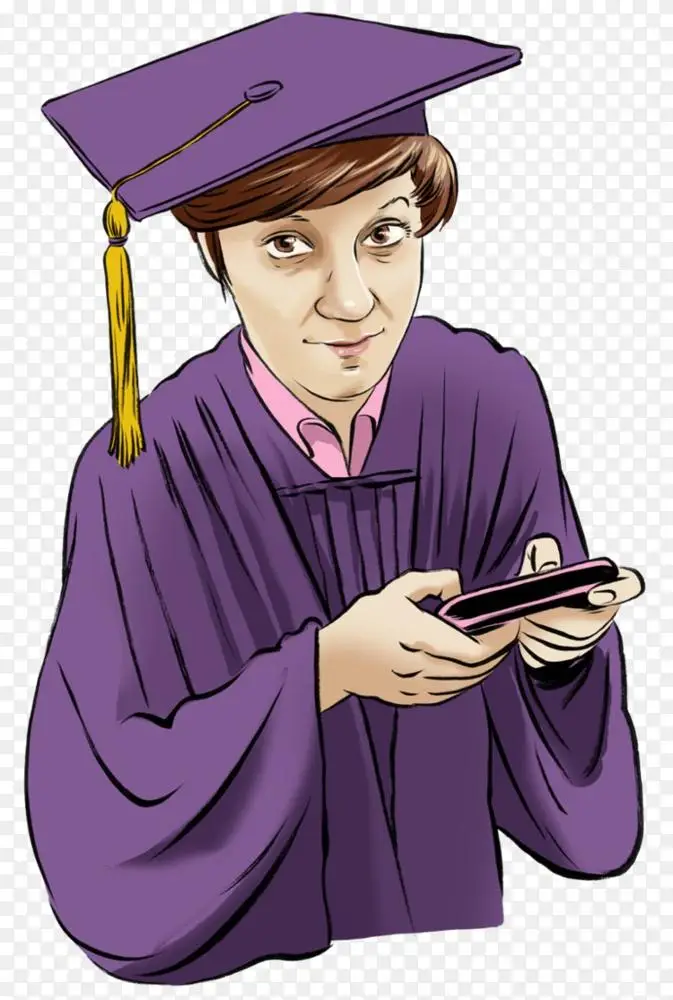 正方形学术帽院士毕业典礼卡通哲学博士