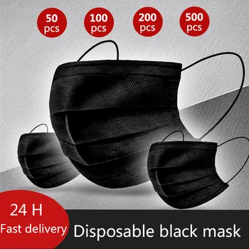 

Protection Black Mask Unisex Disposable Non-woven Mouth Caps 3-layer Filter Anti-dust Breathable Adult Face Masks Mascarillas