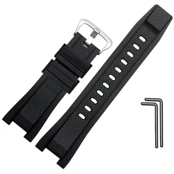 Durable Waterproof Silicone Watchband - Premium Rubber Strap - 26mm - 14mm (Black - silver A)