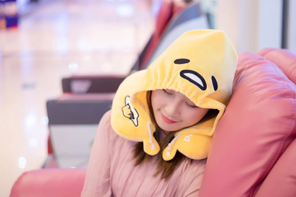 30 см Gudetama ленивое яйцо с капюшоном для шеи u-образная яичный желток Подушка Мягкие плюшевые игрушки кукла подушка для сна Дети девочка подарок на день рождения