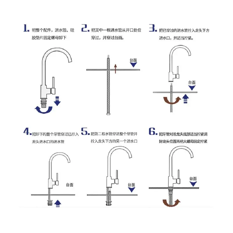 Stainless Steel Faucet with Clean Water Brushed Kitchen Hot and Cold Rotating Pure Sink Dual-Use Straight Drink Three in One Fa