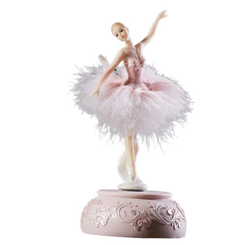 

Ballerina Music Box Dancing Girl Swan Lake Carousel with Feather for Birthday Gift P7Ding
