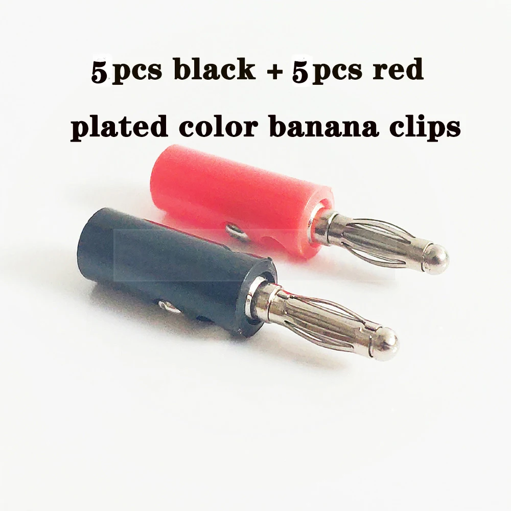 banana-10pcs-plated Металлический зажим типа "крокодил", зажимы типа "банан", Электрический зажим, испытательный зонд, черный и красный цвета, с пластиковым зажимом, зажим типа "крокодил", разъем типа "банан" - Цвет: banana-10pcs-plated