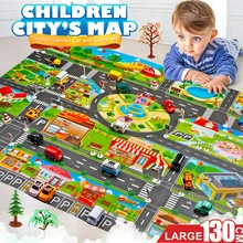 130 см* 100 см детский игровой коврик, игровой коврик Brinquedos Juguetes Carros, детские автомобильные транспортные средства, игрушечные дорожные карты, игровой коврик для мальчиков, детские подарки