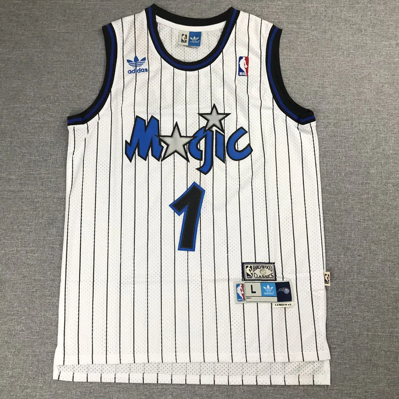 Белая полоса Орландо Magic 1 Макгрейди Jesey синего цвета с круглым вырезом в стиле