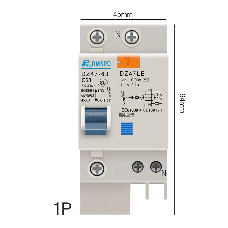Прерыватель de fuga de la tierra del женщины в китайском стиле rmspd DZ47LE 1 P 2 P 3 P 4 P 10/16/20/32/60A disyuntor 63