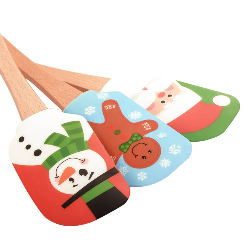 ERMAKOVA Christmas Silicone Spatula Santa Spatula Snow Man Spatula Mixing Batter Scraper Cream Butter Spatula Baking tools