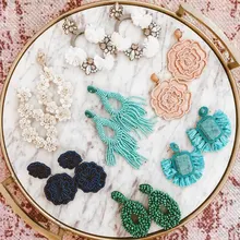 Лучшие модные женские серьги ручной работы из бисера для свадебной вечеринки, подарок BA, Модный Специальный подарок, серьги-капли с кисточками и цветами