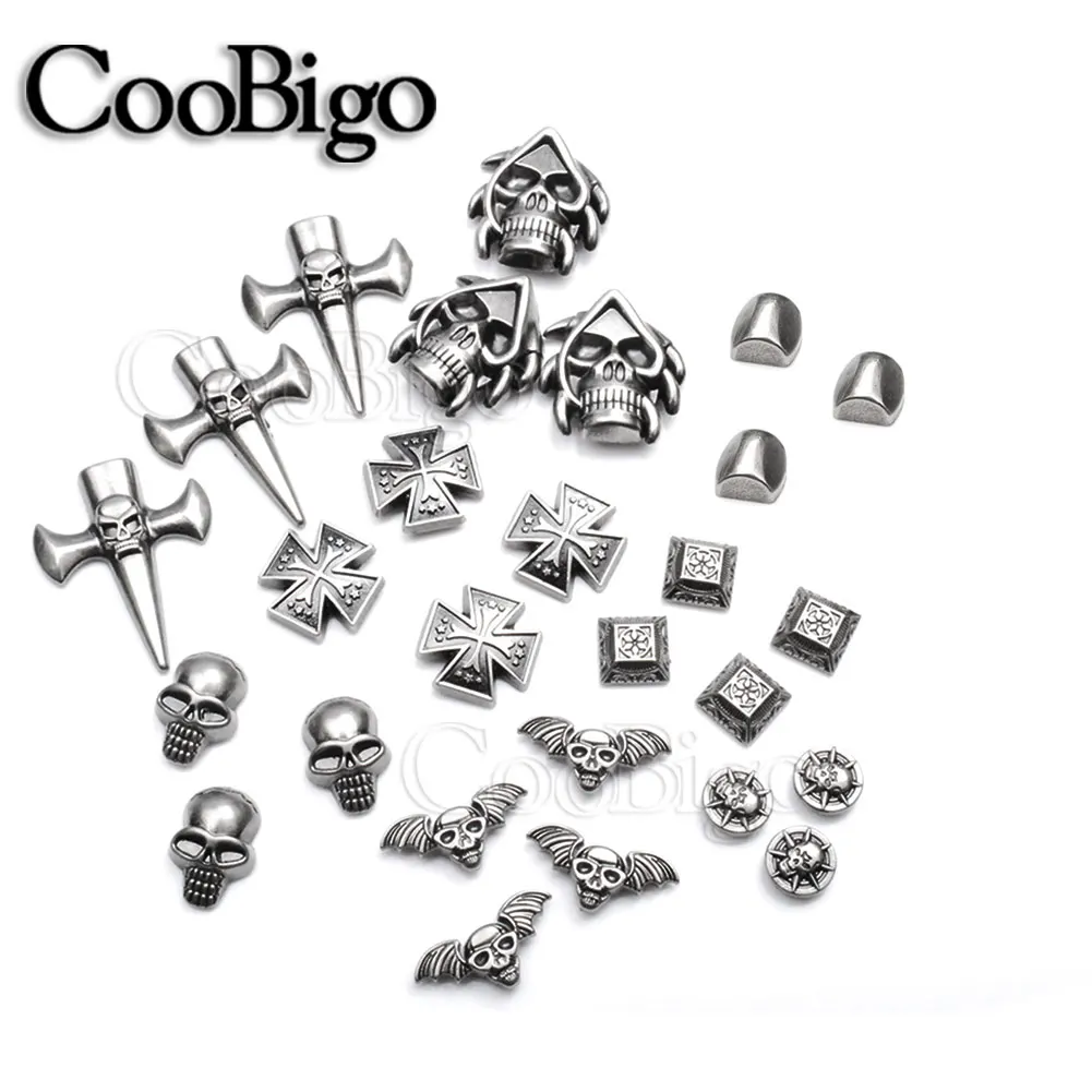 Concho Rivets Studs Spikes Tacks for Leather Decor Bag Belt Clothes Shoes Textile DIY Craft Accessories Pirate Skull Cross 10Set metal rivets belt strap rivets copper rivets metal studs leather rivets
