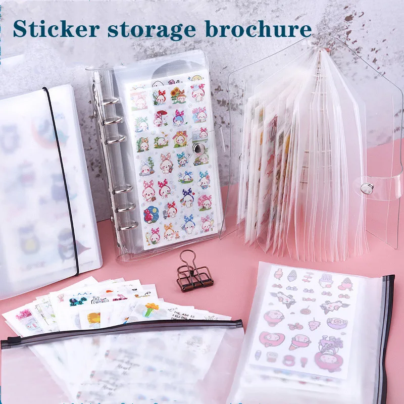 PVC Portable Folder Bag Sticker Holder Photo Album Name Card Collection 6  Hole Binder Planners Storage Bag Refill Organizers