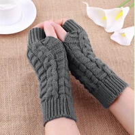 Женские теплые вязаные зимние перчатки без пальцев, мягкие вязаные перчатки для женщин и мужчин, красивые стильные рукавицы женские перчатки - Цвет: Gray 4