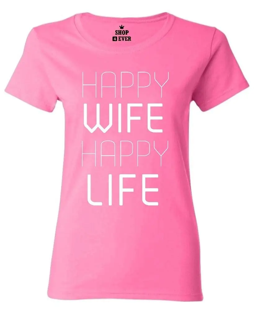 Happy Wife Life женская футболка Свадьба юбилейные футболки с круглым вырезом хлопок
