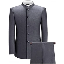 

Latest High Quality Stand Lapel Men's Burgundy Suits Tailored Single Breasted Fashion Trendy Wear Blazer 2 Pieces Slim Fit