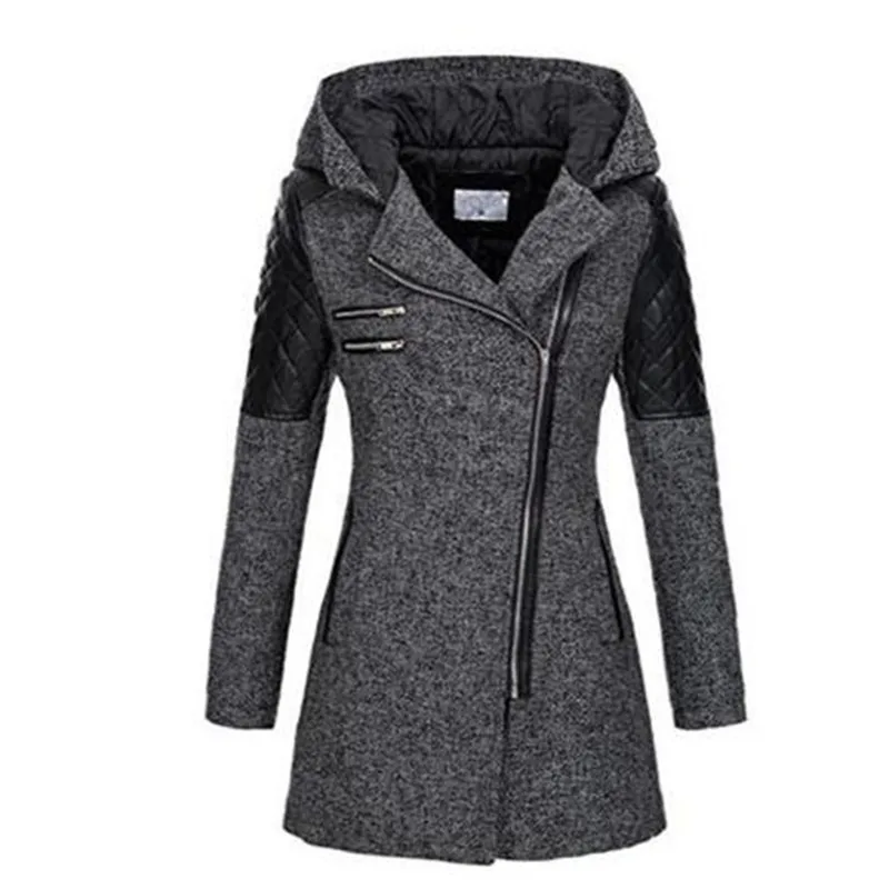Tang бренд зима Kapmantel Herfst Rits Slanke Bovenkleding Lente Mode лоскутное Zwarte Vrouwelijke куртка на молнии - Цвет: Dark grey