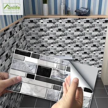 

FUNLIFE Cross Border Kitchen High-temperature Resistant Stove Self-Adhesive Plaster Onyx Black Marble Bricks Decorative Sticker