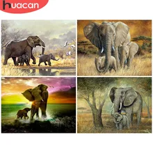 HUACAN 5D Diamond Painting Full Square Elephant Cross Stitch Needlework Embroidery Animal Rhinestone Painting Decoration