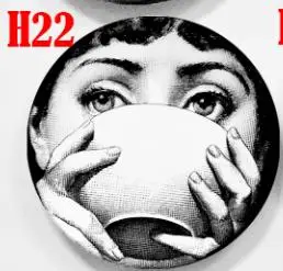 H22 Тарелки черно-белые иллюстрации подвесные блюда пробная комната Домашний отель Декор лицо Керамические ремесла - Color: H22