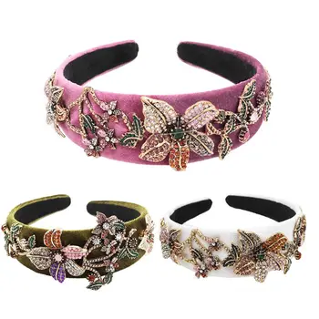 

Womens Personality Rhinestone Headband Baroque Tiara Alloy Flower Prom Hair Hoop Q0KE