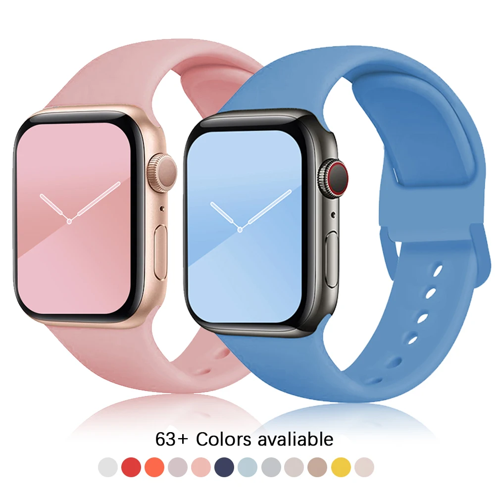 

Soft Silicone Band compatible Apple Watch Series 6 SE 5 4 3 2 1 38MM 42MM Rubber Watchband Strap for iWatch 4/5 40MM 44MM
