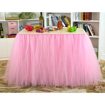 

Tulle Tutu Table Skirt Tulle Tableware for Wedding Decoration Baby Shower Party Wedding Table Skirting Home Textile #7