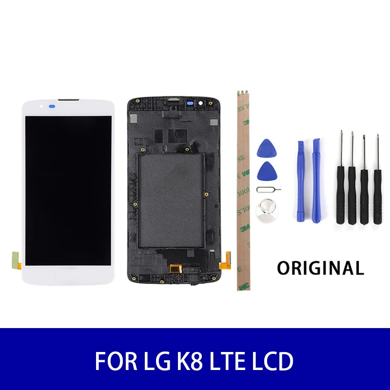 Скидка Оригинальный Для LG K8 LTE K350 K350n K350e K350DS ЖК дисплей сенсорный экран панель дигитайзер сборка экрана Запасные части