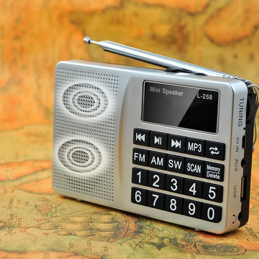 SW FM AM многодиапазонный простой в эксплуатации цифровой дисплей Вставка карта usb зарядка MP3 большая кнопка радио портативный басовый громкоговоритель мини-подарок