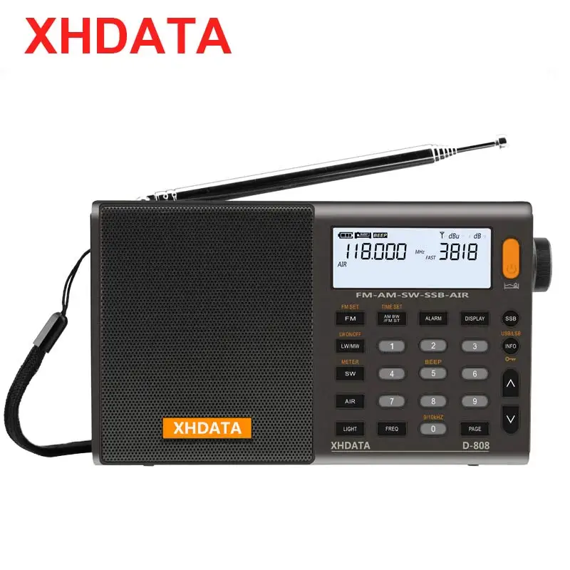 Online XHDATA D 808 Digital PORTÁTIL ESTÉREO Radio FM SW MW LW SSB aire RDS Radio multibanda altavoz con pantalla LCD reloj despertador