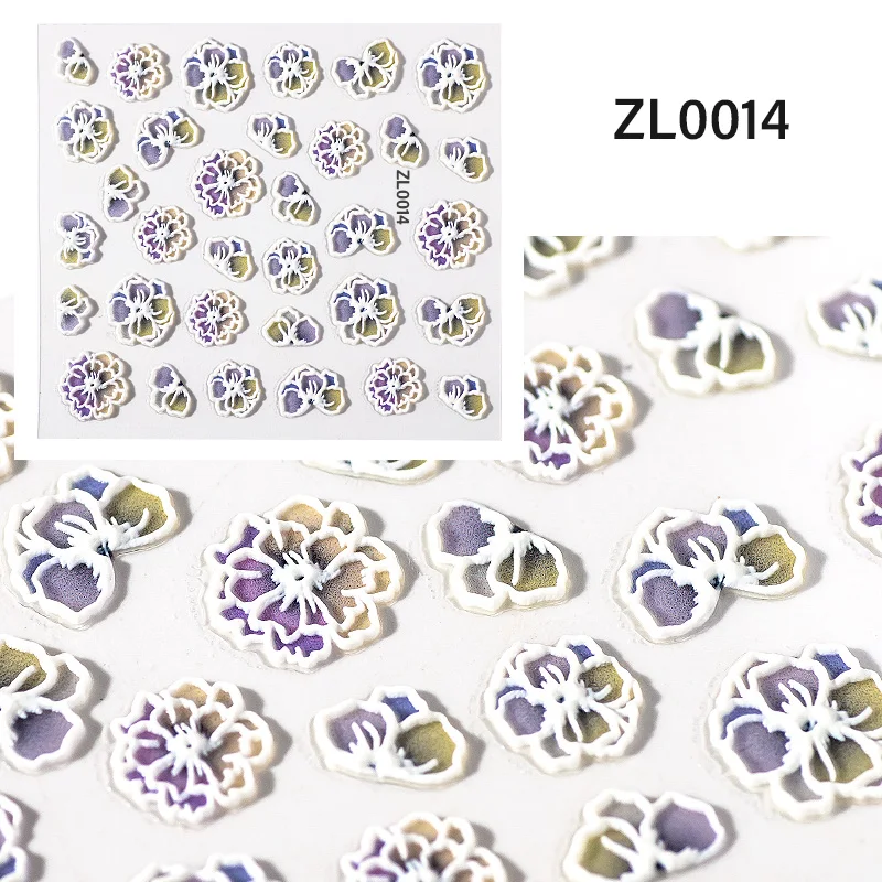 14 5D Sticker 1 лист 5D рельефная наклейка для ногтей цветы Лист наклейки для ногтей s самоклеющиеся DIY маникюр слайдер наклейка ломтик Дизайн ногтей украшения - Цвет: 14 5D Sticker