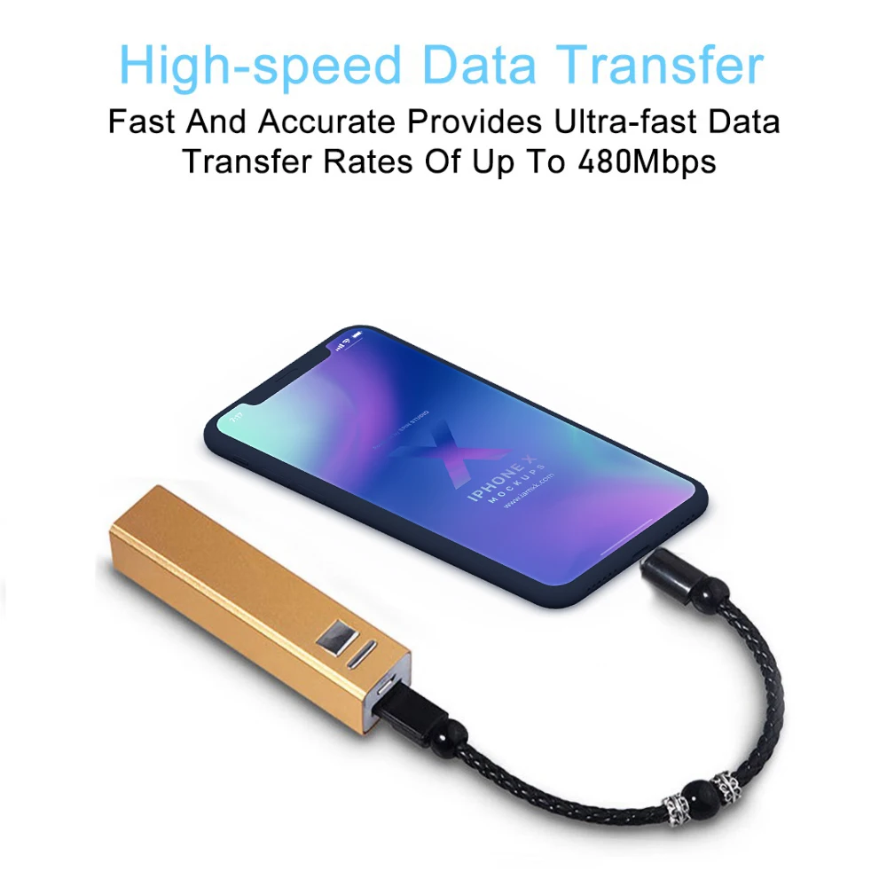 Смарт ювелирные изделия из бисера браслет с USB зарядки Зарядное устройство кабель для передачи данных для samsung для huawei Тип-C/Micro USB ручной вязки браслет