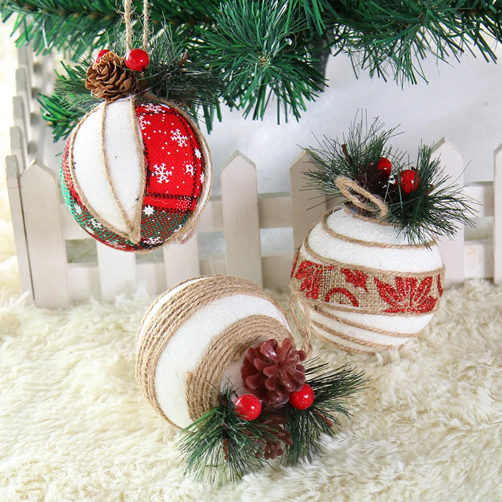 

New Christmas Linen Balls Hanger Baubles Tree Hanging Ornament Christmas Tree Christmas toys on the Christmas tree Xmas ornament