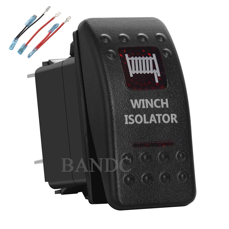 Winch Isolator Rocker Switch 5 Pins Onoff Spst Dual Red Led For Car