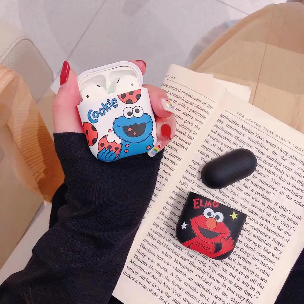 Симпатичные Улица Сезам печенье elmo Жесткий ПК для Apple Airpods 1/2 противоударный чехол для новых AirPods беспроводной Bluetooth наушники чехол