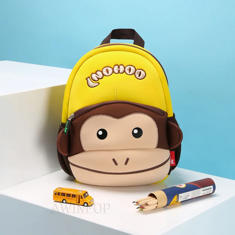 Школьный рюкзак с объемным рисунком желтой обезьяны для детей, для детского сада, для мальчиков, школьный рюкзак для маленьких девочек, детская сумка для книг, Mochila Escolar