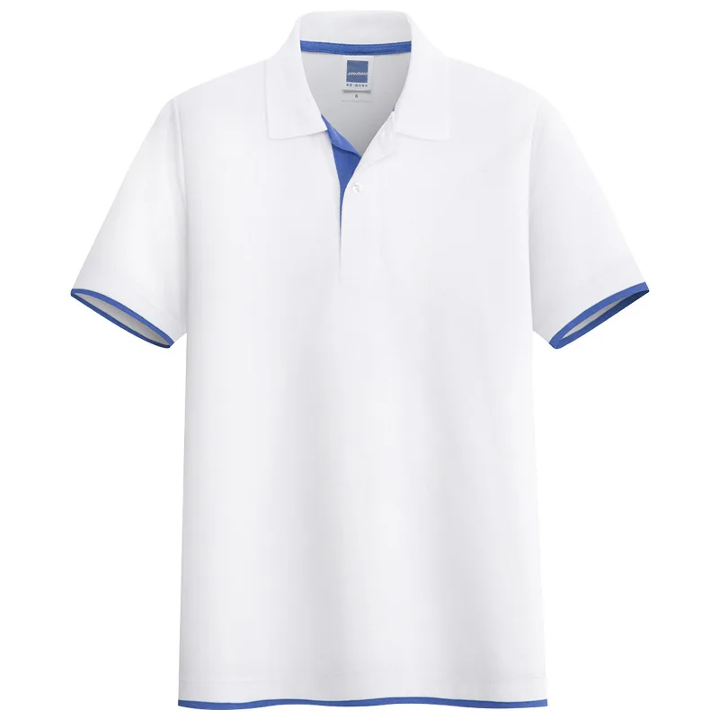 White Blue Хлопок, мужские Поло, Брендовые повседневные рубашки с коротким рукавом, высокое качество, одноцветные поло, дышащие топы, размер S-3XL; YA288 - Цвет: White Blue