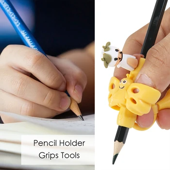 

Rubber Pencil Holder Tools Two Finger Hollowed Writing Children Learning Practise Pen Aid Grip for School Children