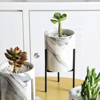 

SOLEDI Geometric Beautiful Flower Stand Holder Garden Decor Creative Flower Pot Rack Plant Home Ceramic Economic Vase Planting