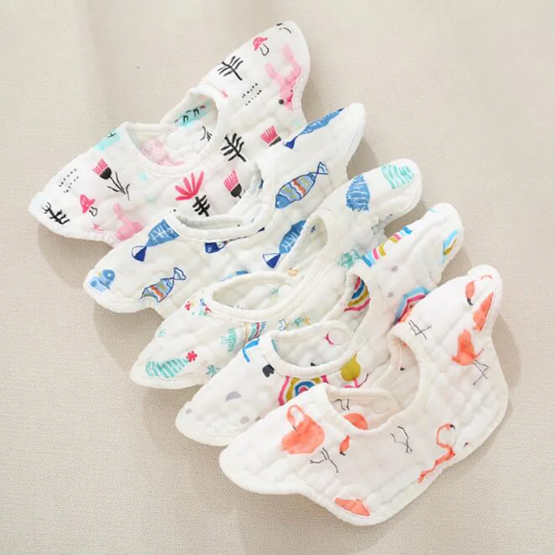 Baby Bib Newborn Bandana Bibs Printing  burp cloth feeding gauze Baberos cotton Flower 360 Bibs Comfortable YJM011