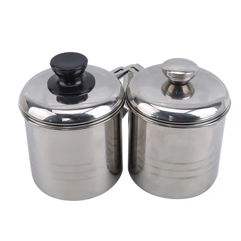 

1.2L Stainless Steel Oil Filter Pot Leakproof Can Grease Container Tank Filter Residue Filter Oil Pot With Strainer Oil Storage