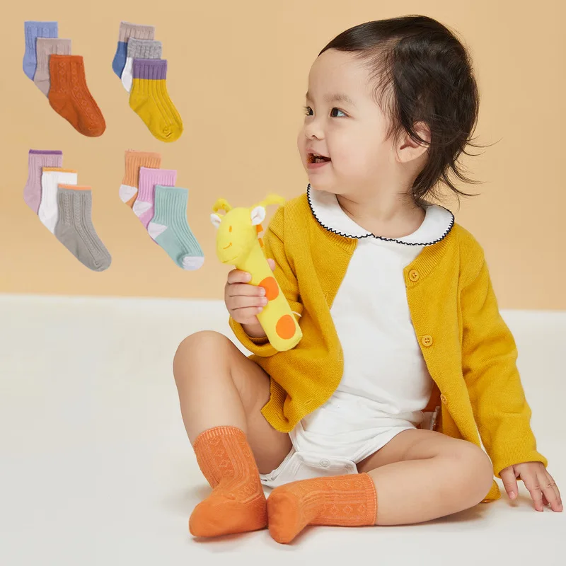

3 pairs/lot 2019 new baby cotton socks infant child baby socks baby double needle socks