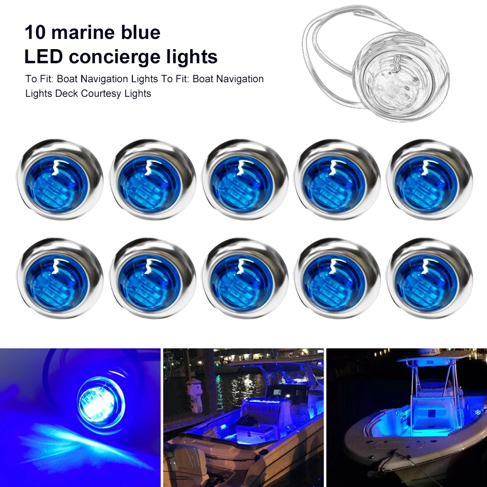 10Pcs 12V Marine Boat Transom LED Stern Light Round White LED Tail Lamp Waterproof IP67 Yacht Side Marker Courtesy Lights Blue 3v 6 lights 572mm 10pcs for lehua 55 inch 55u2200 55hr332m06a5 v1 4c lb550t hr5 4c lb550t hr2 4c lb550t hr33v