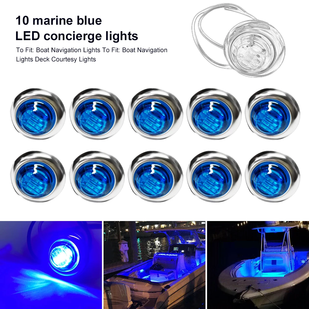 Marine Boat Transom Led Light Underwater Yacht Round Lights Blue White 